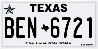 TX license plate BEN6721