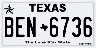 TX license plate BEN6736