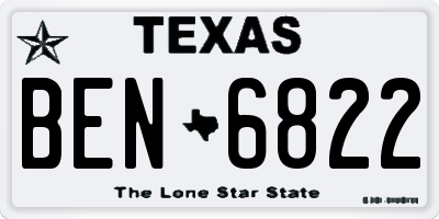 TX license plate BEN6822