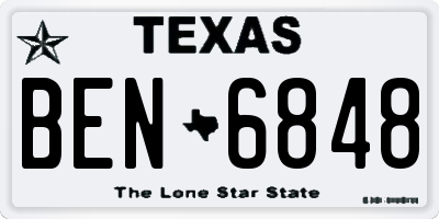 TX license plate BEN6848