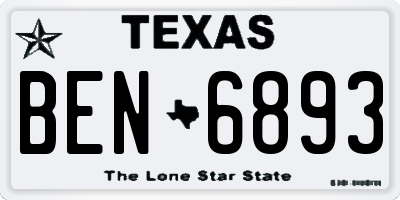 TX license plate BEN6893