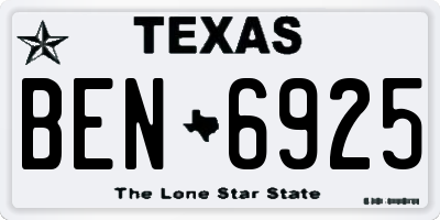 TX license plate BEN6925