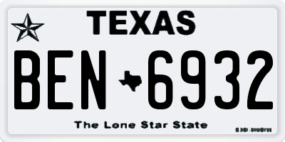 TX license plate BEN6932