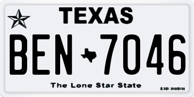 TX license plate BEN7046