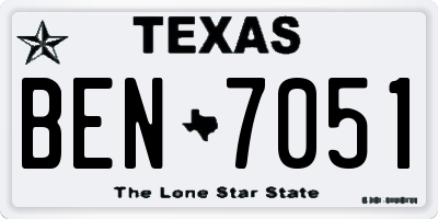 TX license plate BEN7051