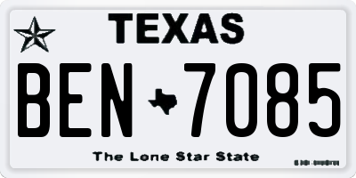 TX license plate BEN7085
