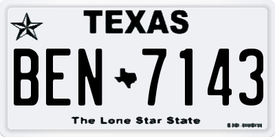TX license plate BEN7143
