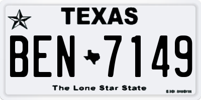 TX license plate BEN7149