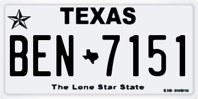 TX license plate BEN7151
