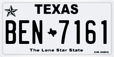 TX license plate BEN7161