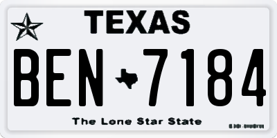 TX license plate BEN7184