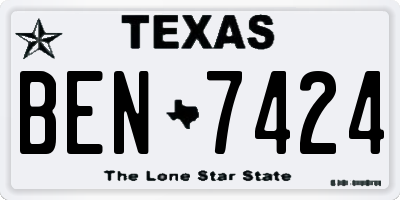 TX license plate BEN7424