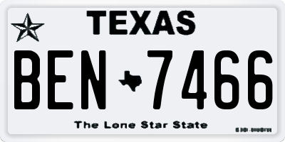 TX license plate BEN7466