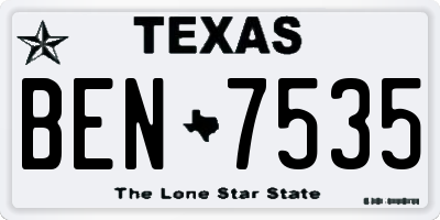 TX license plate BEN7535