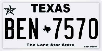 TX license plate BEN7570