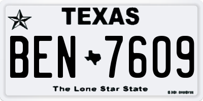 TX license plate BEN7609