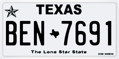 TX license plate BEN7691