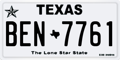 TX license plate BEN7761