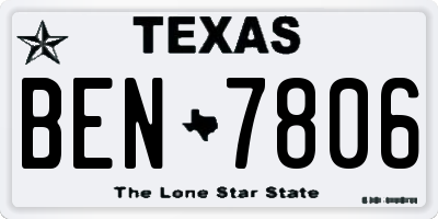 TX license plate BEN7806