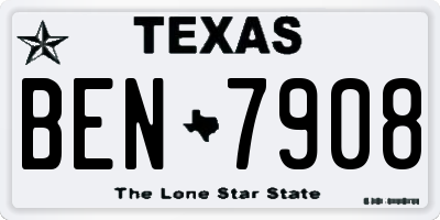 TX license plate BEN7908