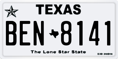 TX license plate BEN8141