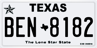 TX license plate BEN8182