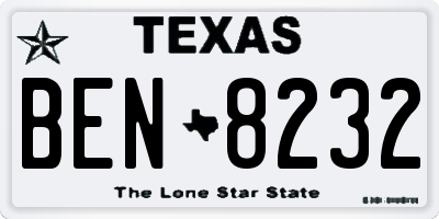 TX license plate BEN8232