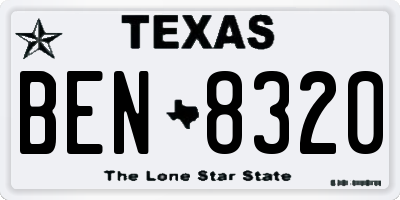 TX license plate BEN8320