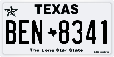 TX license plate BEN8341