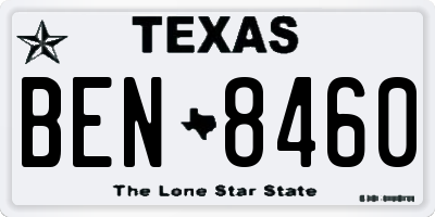 TX license plate BEN8460
