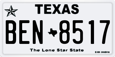 TX license plate BEN8517