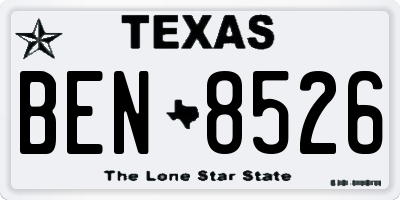 TX license plate BEN8526