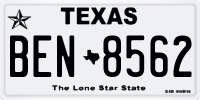 TX license plate BEN8562