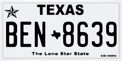 TX license plate BEN8639