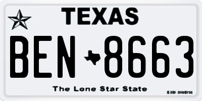 TX license plate BEN8663