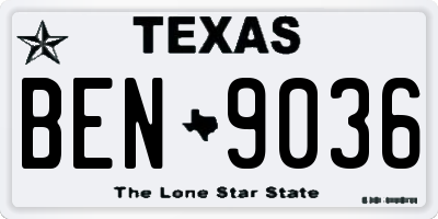 TX license plate BEN9036