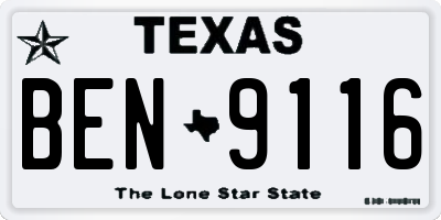 TX license plate BEN9116