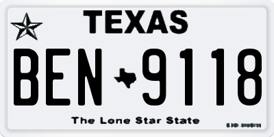 TX license plate BEN9118