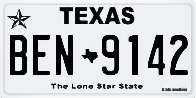 TX license plate BEN9142