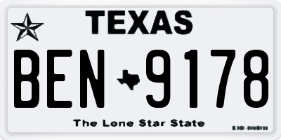 TX license plate BEN9178