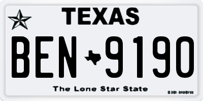 TX license plate BEN9190
