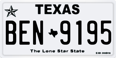 TX license plate BEN9195