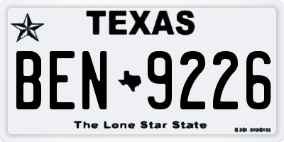 TX license plate BEN9226