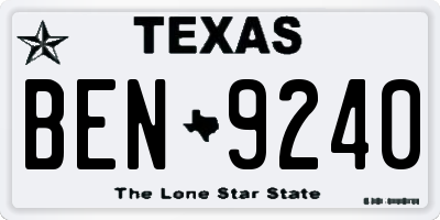 TX license plate BEN9240