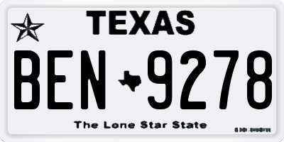 TX license plate BEN9278