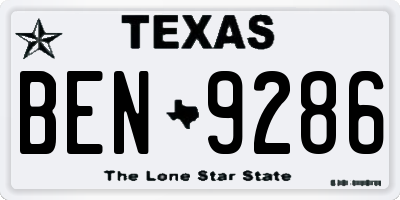 TX license plate BEN9286