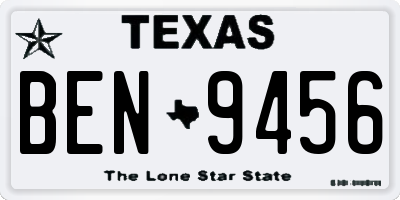 TX license plate BEN9456
