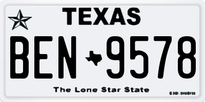 TX license plate BEN9578