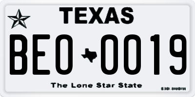 TX license plate BEO0019