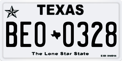 TX license plate BEO0328